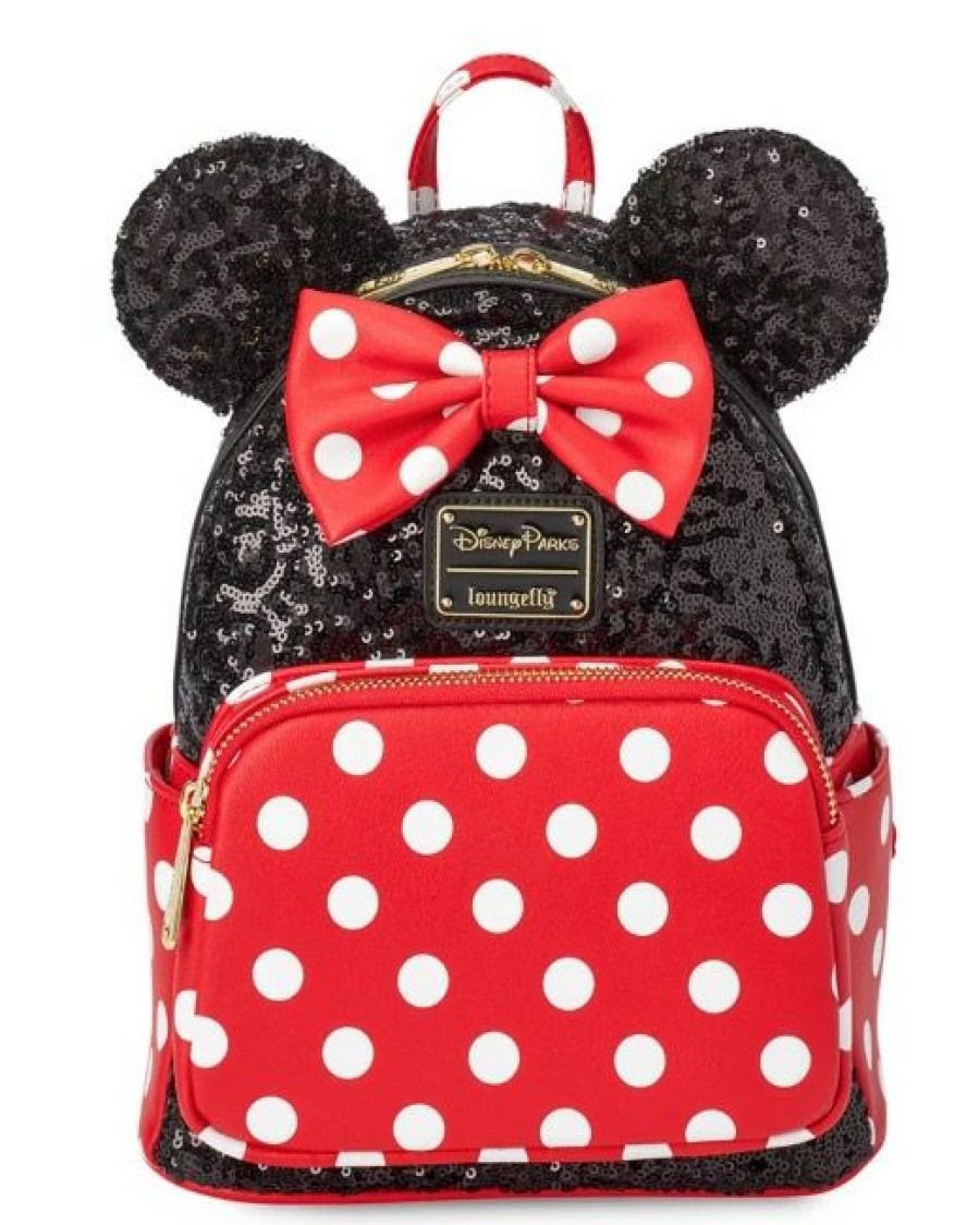 Apparel * | Best Deal Disney Loungefly Backpack Minnie Mouse Sequin And Polka Dot