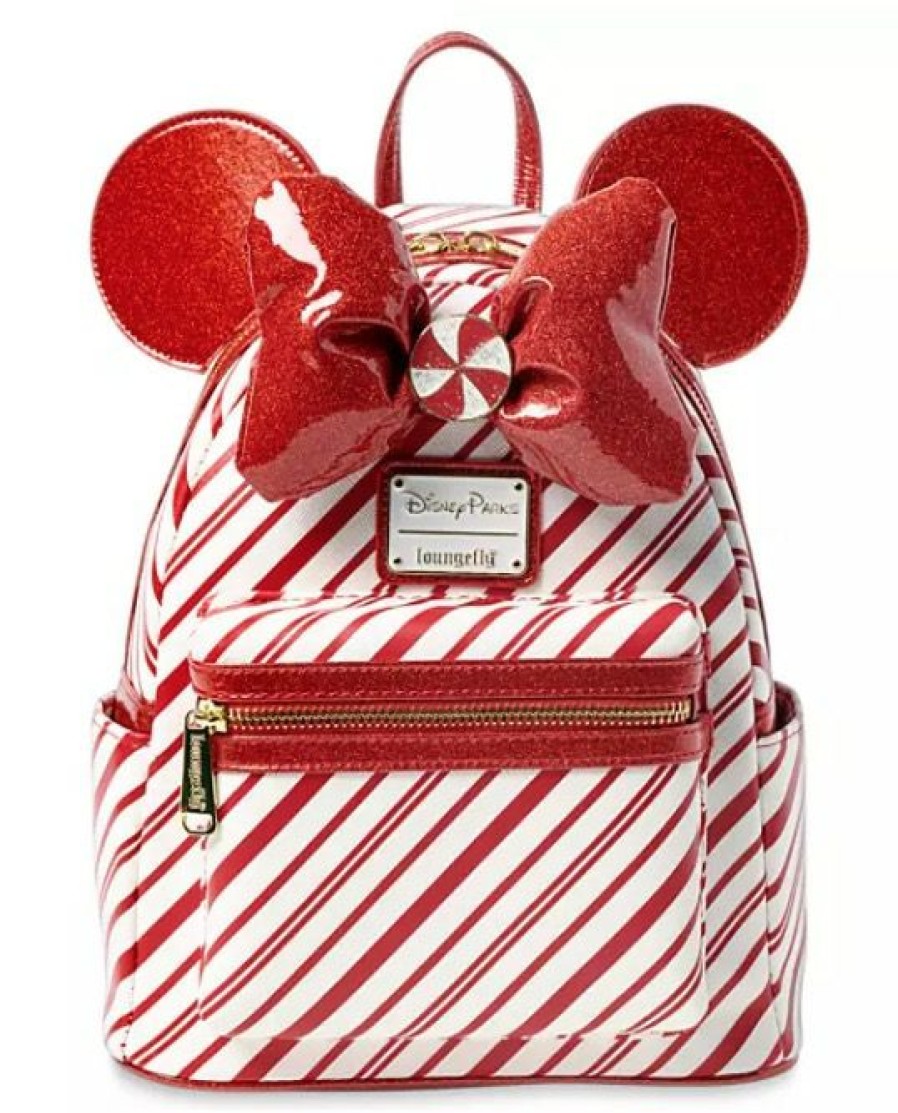 Apparel * | Hot Sale Disney Loungefly Backpack Holiday Minnie Mouse Peppermint